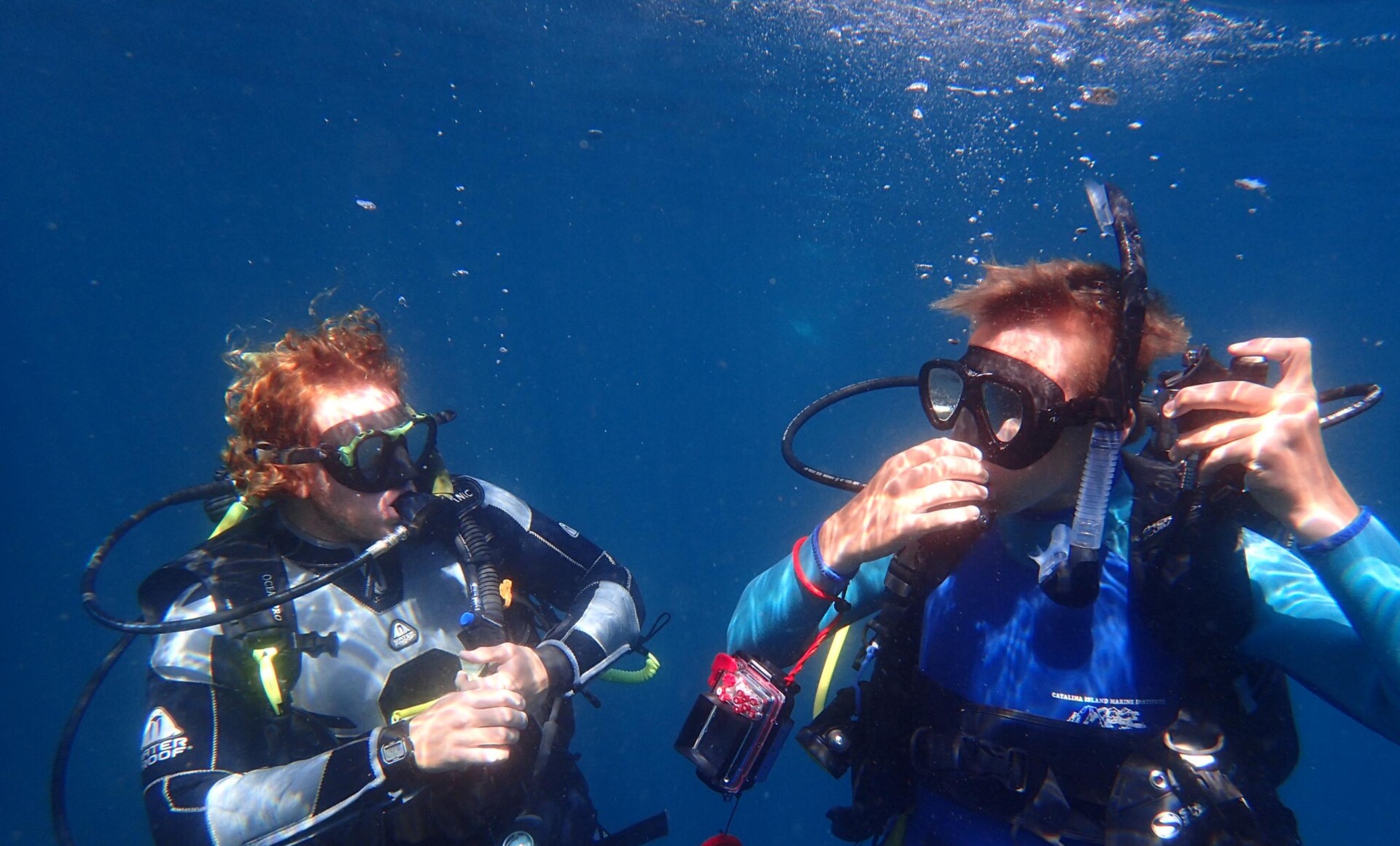 Staff underwater diving.